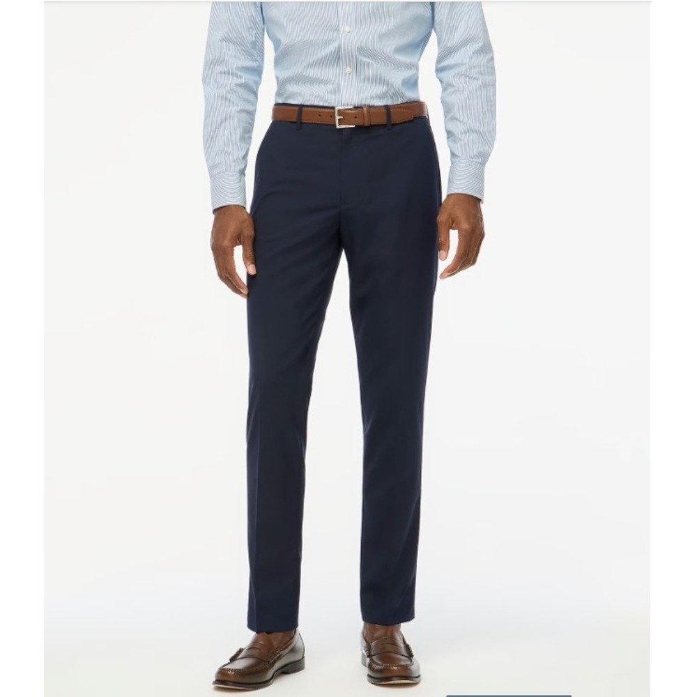 J Crew Mens Thompson Four Season Dress Pants 38X30 Navy Blue Wool Blend NWT